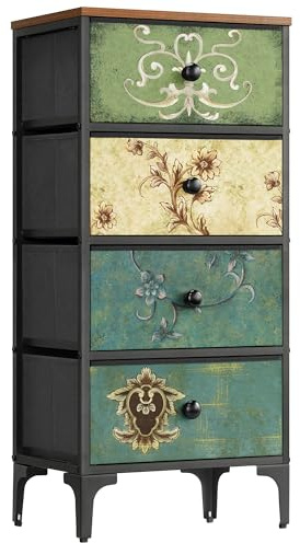 LYNCOHOME Chest of Drawers, Slim Bedroom Furniture with 4 Drawers, Storage Unit for Hallway, Living Room, Entryway, Nursery