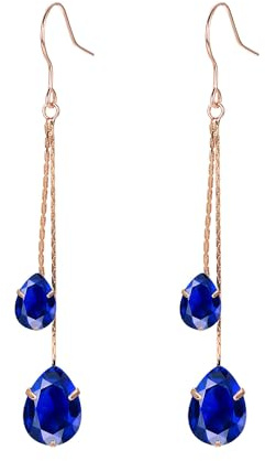 Vissen Bleu Zirconium Boucles D'Oreilles Femme Pendante Plaqué Or Strass Crochet La Mode Boucle Oreille Chaine D'Oreille Cadeau Bijoux
