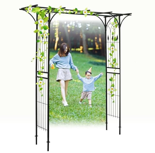 Rosenbogen Rankgitter Aus Eisen, Wetterfest Metall Garten Torbogen, 205cm*210cm, Pergola Spalier Stabiler Rankbogen Für Kletterpflanzen