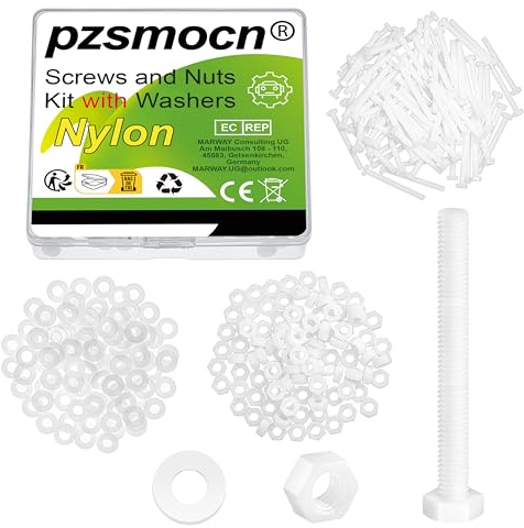pzsmocn 240 Piezas/80 Juegos M4*40mm Plástico Tornillos Tuercas Hexagonales