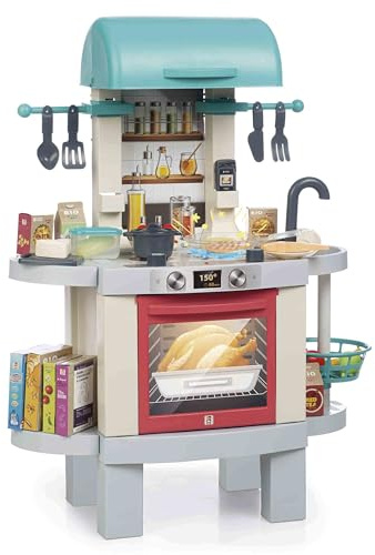 Chicos - Barnkök 2-i-1 | Deli Kitchen Real Effect fotokromt system, ljus och ljud. Omvandlingsbar grill modul och enkel montering. Perfekt för barn 3 4 5 år (85104)