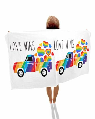 Drap De Bain Rainbow Stripes Car Love Gay Lesbian Event Serviette À Sauna Portable Serviettes De Bain Légère Drap De Plage pour Piscine Sport Voyage 80x130cm