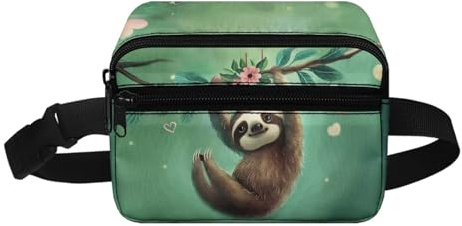 Biyejit Bauchtasche für Jungen und Mädchen, Bauchtasche mit Reißverschluss, Crossbody-Tasche für Spaziergänge, Klettern, Wandern, Reisen, Faultier