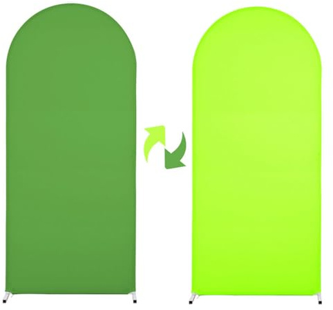 FANSU Sfondo Rotondo a Forma di Arco Copertura Reversibile per Nozze, Matrimoni, Cerimonie, Feste di Compleanno, Baby Shower (6,6FT (200x100cm), Verde Fluorescente)