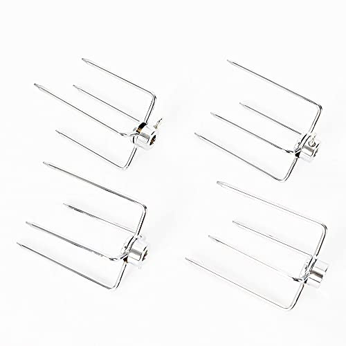 Tyvotrend 4 stüke Fleischklammer für Drehspieß, Edelstahl Rotisserie Fleischnadel für Grillspieß und Rotisserie, Drehspieß Zubehör zur Fixierung, Fleischnadeln für Grillen Barbecue