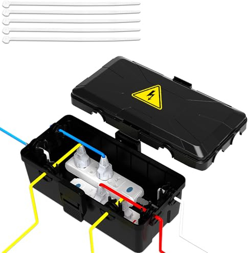 Außenbereich Elektrobox, IP54 Aussensteckdose Wasserdicht, Outdoor Kabelbox für Verlängerungskabel, Gartensteckdose Verteilerdose Außen Wasserdicht-Schwarz