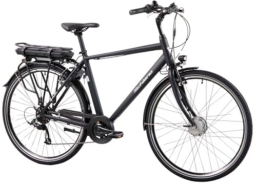 F.lli Schiano E-Moon, E Bike für die Stadt 28 Zoll, 36V 14.5Ah Abnehmbarer Akku, Motor 250W 40Nm, City Ebike für Herren/Damen, Schwarz