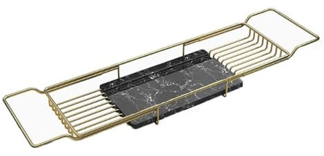 Vllentin Einstellbar Badewannenbrett,Bath Tray,Bath Tray,ausziehbar 65–95cm,Edelstahl,für Bücher Badewannentablett mit Getränkehalter,Buchstütze und Weinglas