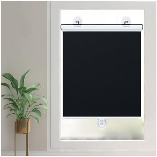 Verdunkelungsrollos Mit Saugnäpfen, Sonnenschutz-rollos, Saugnapf-rollos Ohne Bohren, Sichtschutzvorhänge, Seitenzugrollo, Temporäre Dachfenster Rollo Jalousien, 30-80cm Breit,black-30x100cm/12*39in