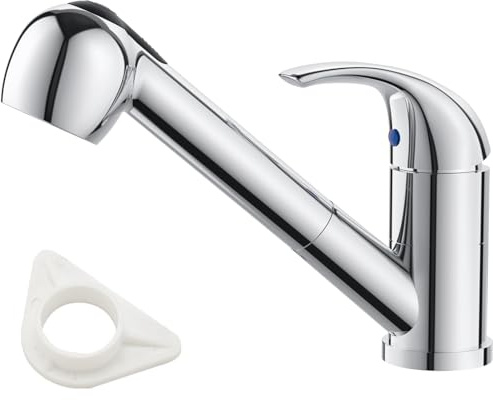 DAYONE Chrom Küchenarmatur mit Ausziehbarer Brause, SUS304 Edelstahl Hochdruck Wasserhahn Küche, Mischbatterie Küche mit 2 Strahlarten, 360° Drehbar Spültischarmatur
