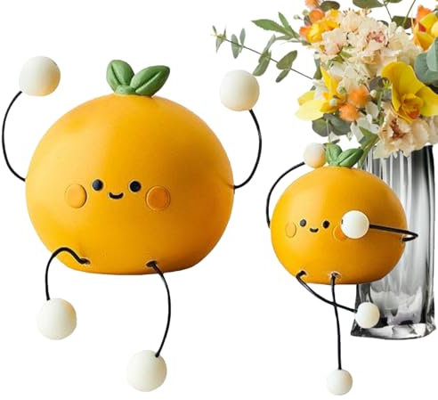 Figuras decorativas para decoración del hogar | Juego de 2 muñecas de juguete con patas colgantes - Fruta-Naranja Divertida Escultura Elemento de Arte para Jardín Exterior Salón Baño Escritorio
