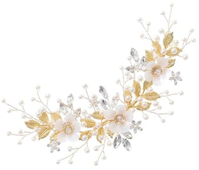 Veemoon Peine para Cabello con Perlas y Cristales Adorno Floral Artesanal para Novia Accesorio Nupcial Elegante para Bodas y Comuniones Cómodo para Mujeres y Niñas