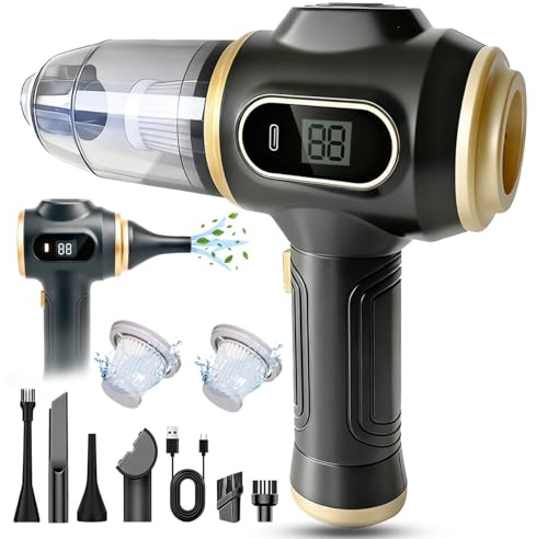 Aspiradora de mano inalámbrica 4 en 1, potente aspiradora para coche de 22 000 Pa, con motor sin escobillas, miniaspiradora para coche, hogar, cocina, PC, limpieza de pelos de mascotas y camping.