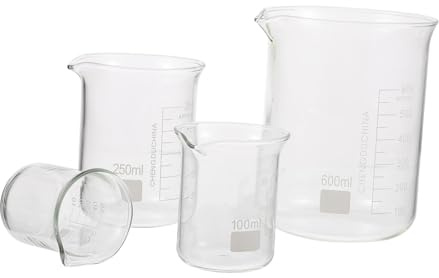 STOBAZA 4piezas Vasos Medidores Graduados Para Líquidos Herramientas De Equipo Experimental Químico De Vidrio Vaso Medidor De Líquidos Para Laboratorio