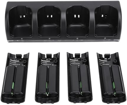 Generic Remote Control Battery -charging Station, Efficient Remote Control Charger 2800mAh Re -charged Battery LED Lighting with Adapter for Wii (Black)
