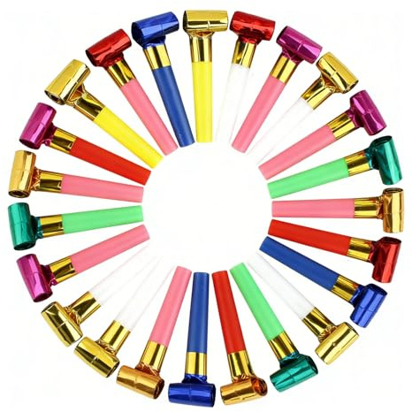 Voarge 40 Pcs Colourful Party Blowers For Kids, Party Whistles Blowouts Noisemakers Fun Party Whistles for Birthday Celebrations, Weddings, Graduations, and Christmas Parties, Color is random