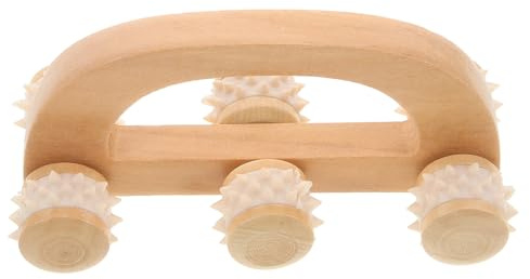 ibasenice Rullo Massaggiante in Legno a 6 Ruote, Dispositivo Manuale per Massaggio Mani e Sollievo Muscolare, Strumento Compatto per Uso Quotidiano e Relax Post Lavoro