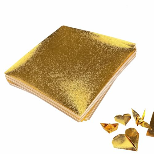 100 Fogli Carta per Origami Dorata 15x15 cm Carta Pieghevole con Glitter Cartoncini Quadrata per Progetti di Bricolage e Figure di Animali