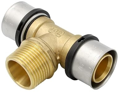 Pipetec Pressfitting T Stück 32x3 1 Zoll Aussengewinde TH Kontur Verbundrohr, DVGW, TH-Profil