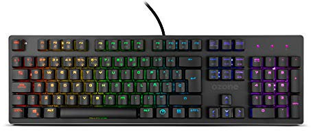Teclado Gaming Ozone Alliance Híbrido Mecanico - Keyboard gamer - Switches híbridos CrossTech, 9 Efectos de Iluminación, Tecnología Reactiva, Silencioso, Numerico, Layout Español