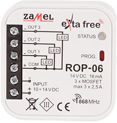 EXTA FREE Funkempfänger Funk Empfänger 3 Kanäle Beleuchtung Steuerung Smart Home Drahtlos Kabellos ROP-06