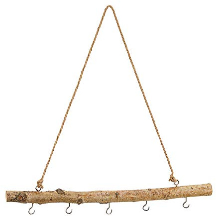 Cepewa Deko Türdeko Holzstange 50 cm mit 5 Metallhaken DIY Altholz Dekostange Fensterdeko