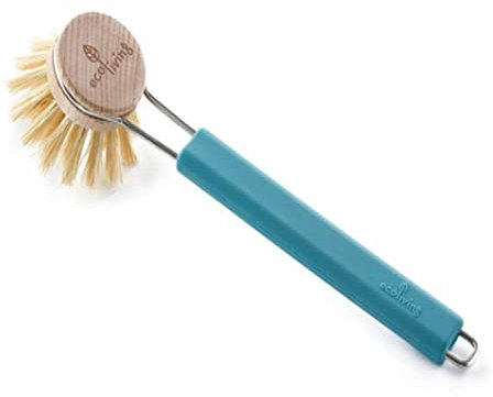 EcoLiving Non-Scratch NO Plastic Dish Brush (FSC Certified) – Cruelty-Free Dish Brush – Eco Friendly Washing Up Brush - Biodegradable and Made Sustainable Materials- Tough eco Dish Brush (Blue)