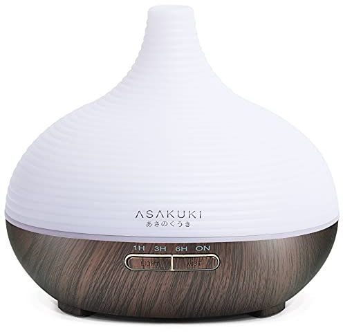 ASAKUKI Aroma Diffuser 300ml für Duftöle, Premium Ultraschall Luftbefeuchter Aromatherapie Öle Diffusor mit 7 farbigem LED Licht, BPA Free Schlafzimmer, Büro, Spa