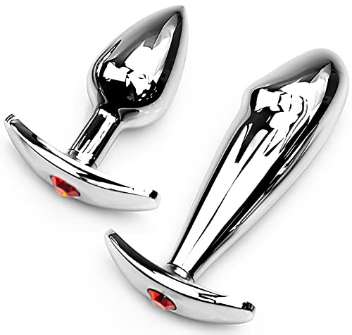 2x Metall Analplug Set Sex Spielzeug für die Frau Männer | Plug and Play | Individueller Butt-Plug mit Kristall Schmuck | Sexy Gaming Edition - BDSM Anal plug Anfänger Frau Klein Set