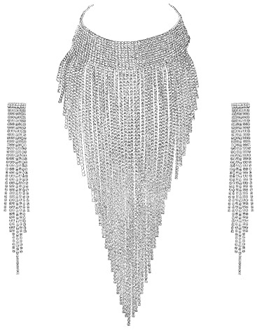 Ever Faith Strass Statement-halsband för kvinnor tofs haklapp choker krage tjock kostym smycken, 30 cm - 47,5 cm, Kristall, Strass