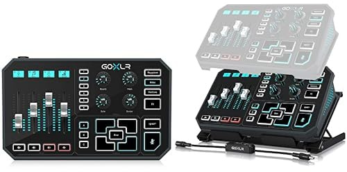 TC Helicon GoXLR Revolutionäre Online-Broadcaster-Plattform mit 4-Kanal-Mixer, motorisierten Fadern, Nur PC-kompatibel & GoXLR DESK STAND Ganzmetall-Schreibtischständer für GoXLR