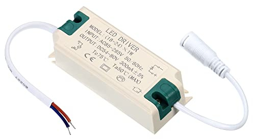 PATIKIL 18-24W 300mA LED Controlador, AC 85-265V Salida 54-80V DC Hembra Conector Constante Corriente Rectificador Transformador Externa Alimentación Fuente