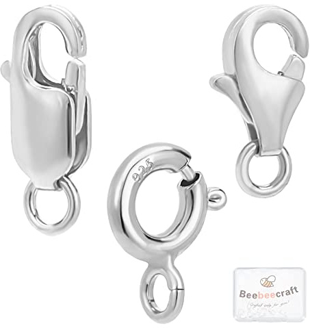 Beebeecraft 9 Stück 3 Stil 925 Sterling Silber Karabinerverschlüsse Silber Federverschlüsse Verbinder Für DIY Armband Halskette Schmuckherstellung