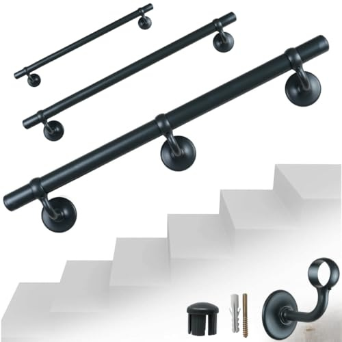 Parpyon® Corrimano a muro Scala Tubo passamano Prodotto 100% Italiano Fissaggio a parete con supporto Kit montaggio FACILE fai da te scale e balaustra (Grigio Grafite, 100cm)