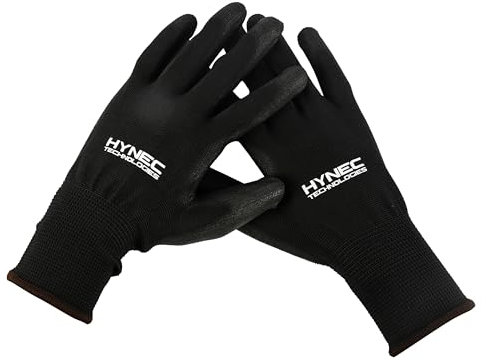 Hynec Technologies Industrial Mechanics Gloves - Black Disposable Nitrile Gloves with Superior Grip - Set of 12, Medium, Heavy Duty, Premium Packaging - Ideal for Mechanics and Heavy-Duty Work