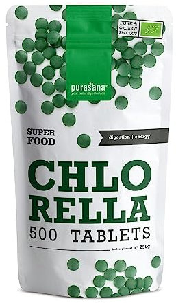 Purasana® Chlorella Bio Tabletten - 500 Presslinge, 1500 mg pro Dosis, Gebrochene Zellwand für Optimale Aufnahme, Vegane Proteinquelle, Bio-Zertifiziert & Reich an Chlorophyll