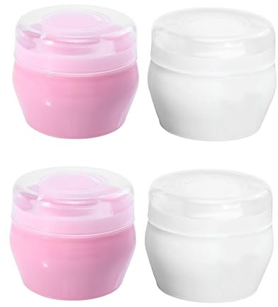 SAFIGLE 4sätze Babypuder Puff Container Leerer Puderbehälter Mit Weichem Puff Für Sanfte Hautpflege Für Bad Oder Heiße Sommertage Weiß Und Rosa