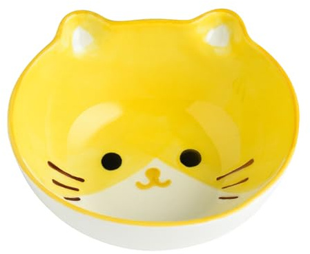 Qcwwy 10oz Safe Ceramic Kids Bowls, Cute Cartoon Animal Pattern Design Unbreakable Bowls Kids Dinner Tableware Cereal Bowls for Serving Soup Noodle Pasta Ice Cream (Cat)