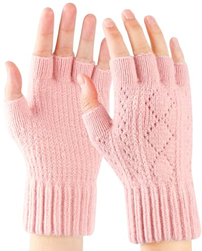 TAGVO Fingerlose Handschuhe für Herren Damen, Gedehnt Atmungsaktiv Strick Warme Winterhandschuhe, Winter Outdoor Weiches Innenvlies Warme Handschuhe für Arbeits Autofahren Radfahren Outdoor Sport