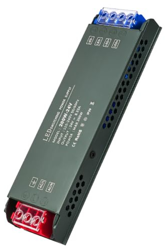 URAQT LED Treiber 24V 200W, LED-Treiber Netzteil 230v AC auf 24v DC, LED Transformator kein Rauschen -8,33A Adapter Konstantspannung für Beleuchtung, Ultradünn NiedervolttrafoTrafo, Überlastschutz