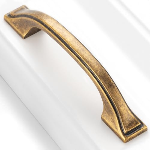 BEROSSA 8222 Schubladengriffe aus antikem Messing, Vintage-Messing, Küchenschrankgriffe, massiver Fußbogen, Hardware für Schränke, Schubladen, Kommoden, Schlafzimmer, Badezimmer, 30 Stück