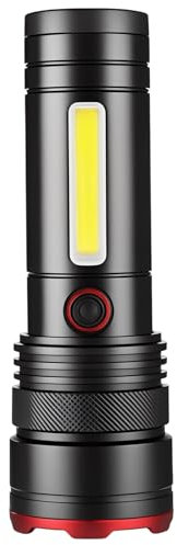 Lampe de poche LED en aluminium, extrêmement claire, rechargeable en USB-C, mini lampe à main zoomable avec 4 modes d'éclairage, étanche et utilisable comme batterie externe, parfaite pour le camping,