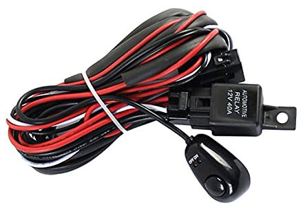 Wippschalter, 2 m Autokabel, Kabelbaum, Relais-Webstuhl-Kabelsatz mit 40 A 12 V EIN/AUS-Schalter, Relais-Flachsicherung for 200 W 2 LED-Lichtleisten, Nebelscheinwerfer (Farbe: Schwarz)