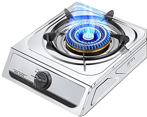 Burner Gas Cooker gas hob 4.2KW Gas Hob | Portable Camping Cooker Hob | Stainless Steel Lightweight Gas Cooktop | Easy To Clean | Matte Enamel Pan Stands | Flameout Protection (D,LPG)