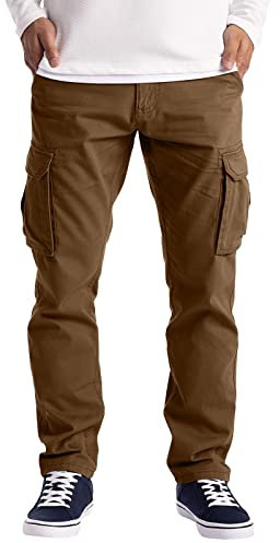 Cargohose für Herren, Stretch, leichte Arbeitshose mit Taschen, normale Passform, Arbeitshose, Jogger, Trainingshose, Sweathose, Cargo-Kampfhose, gerade Passform, Outdoor-Loungehose, coffee, XXL