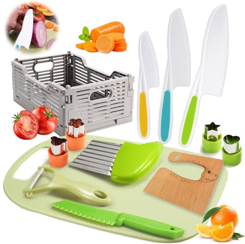 Coltello da Cucina per Bambini, 13pezzi Set di Coltelli da Cucina per Bambini, Coltello Bambini Montessori, Coltello da Frutta per Bambini, Coltello per Bambini, Set di Coltello da Fruttas in Plastica