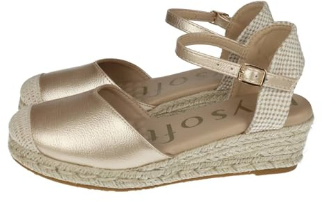 mysoft 25M102 Esparteñas de Cuña para Mujer Plataforma de Yute Punta Cerrada y Cierre con Hebilla Elegantes y Cómodas Mujer Alpargatas