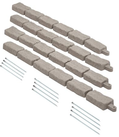 VEVOR Bordatura per Prato in Finta Pietra 1180 x 57 mm Bordatura per Cortile Resistente allo Sbiadimento, Dimensioni di Mattone con Punte di Ancoraggio, per Vialetti, Passerelle, Beige, 4 Pezzi