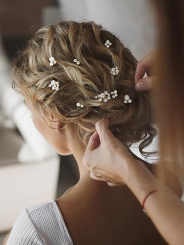 Cosmeria Hairpins Pearls, 9-piece Set Wedding Hair Accessories with Pearl and Leaf Design, Stylish Hairpins for Bride, Bridesmaids and Guests