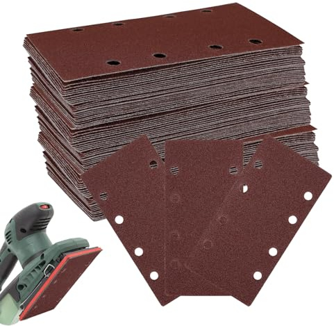 30PCS Sandpaper for Electric Sander, 93 x 185 mm Sander Pads, 40 Grits Rectangular Sanding Sheets, Sand paper with 8 Holes Hook and Loop, Sanding Pads for Wood